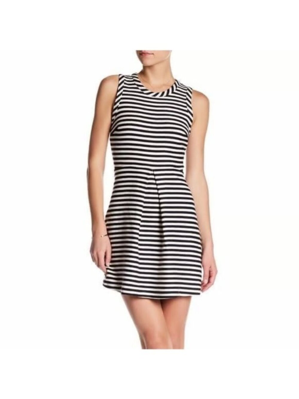 Madewell Size XS Black & White Striped Afternoon Sleeveless Fit and Flare Dress